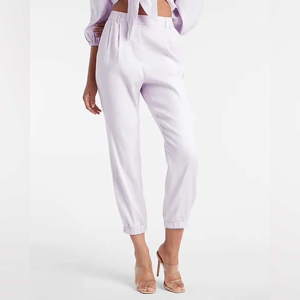 EXPRESS High Waisted Jogger Pants- Beige